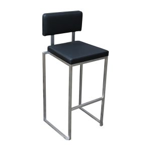Barhocker, "Bruno", Gestell: Edelstahl, Sitz: Leder schwarz