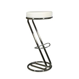 Barhocker, Z-Form, chrom/weiss Leder
