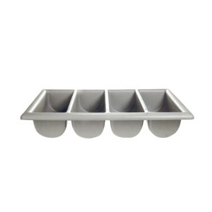 Besteckkasten, grau, 4 Fächer