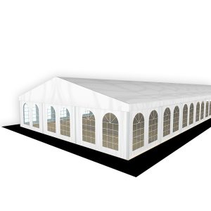 Eventzelt 10 x 27 m inkl. Seitenmarkisen (50% Fenster) und Zeltfußboden