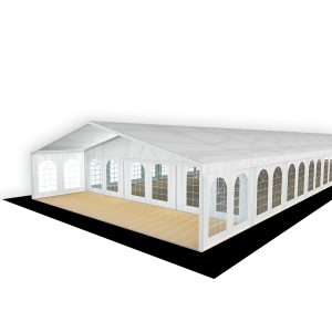 Eventzelt mit Sommergarten 10 x  9 m inkl. Seitenmarkisen (50% Fenster) und Zeltfußboden
