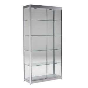 Glasvitrine, 100 x 40 cm, H= 200 cm, silber,