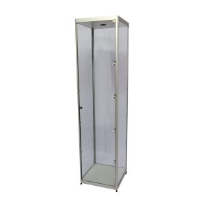 Glasvitrine 50 x 50 cm H=2 m oben beleuchtet, silber