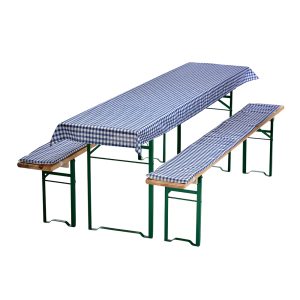 Holztisch - Tischdecke, 90 x 260cm, blau/weiß
