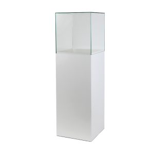 Präsentationsstele mit Drehteller 40 x 40 cm H= 80 cm, Weiß