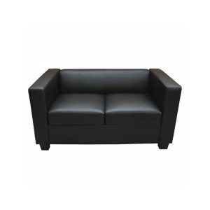 Sofa Couch, 2er  Loungesofa Lille, Kunstleder, schwarz