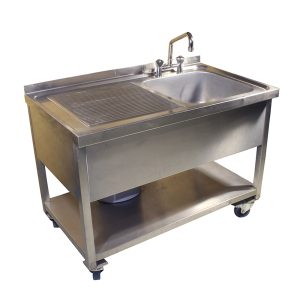 Spüle, VA mit Abtropfblech, 10 L Warmwasser Speicher