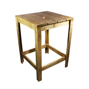 Stehtisch, "Timber" Holz, 80 x 80 cm, mit Sonnenschirmloch
