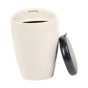 Hocker gepolstert, "Daniel", weiß/Kissen schwarz