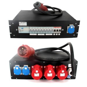 Stromverteiler 19" - UV 30 - 32A/400V - Kabel - FI1 = 3 x 230V + 3 x 16A