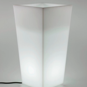 Blumentopf, weiß/translucent, beleuchtet Eckig 40cm x 40cm x 89cm
